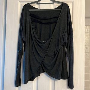 Charcoal cross back long sleeved top
